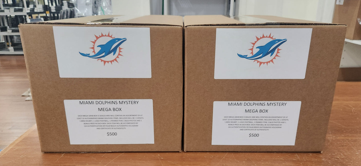 MYSTERY MEGA GRAB BOX - Autographed Miami Dolphins Premium Assortment of 10 items
