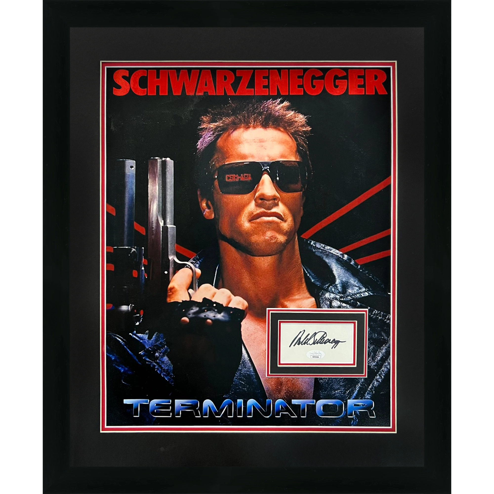 Arnold Schwarzenegger Autographed Terminator Deluxe Framed 16x20 Movie Poster Piece JSA