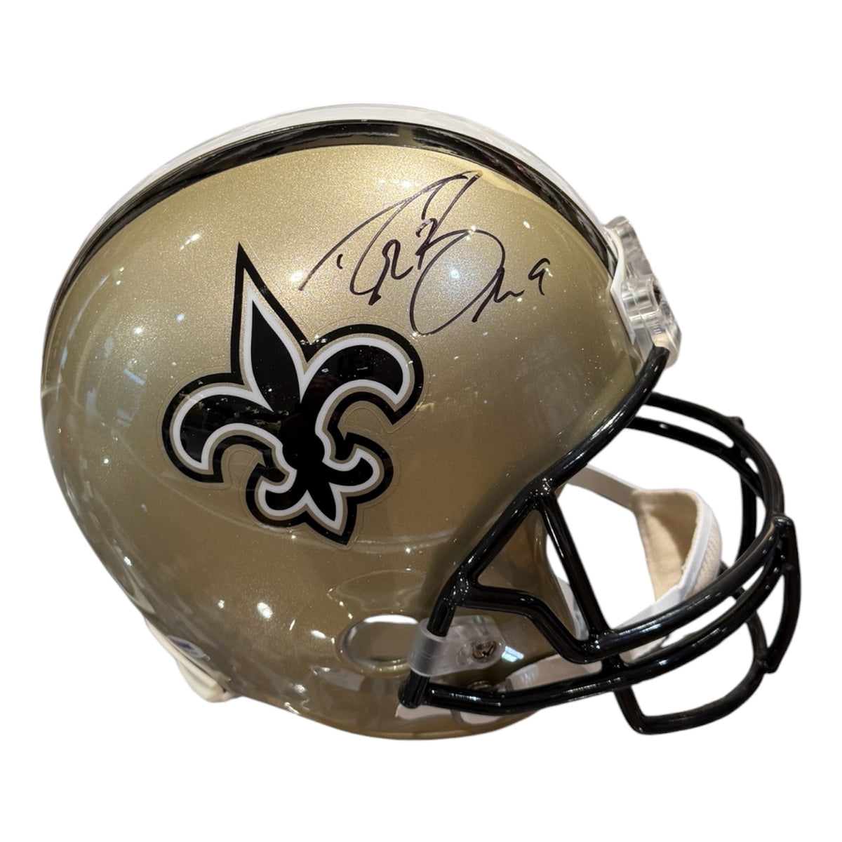 Drew Brees Autographed New Orleans Saints Replica Deluxe Full Size Helmet - PSA