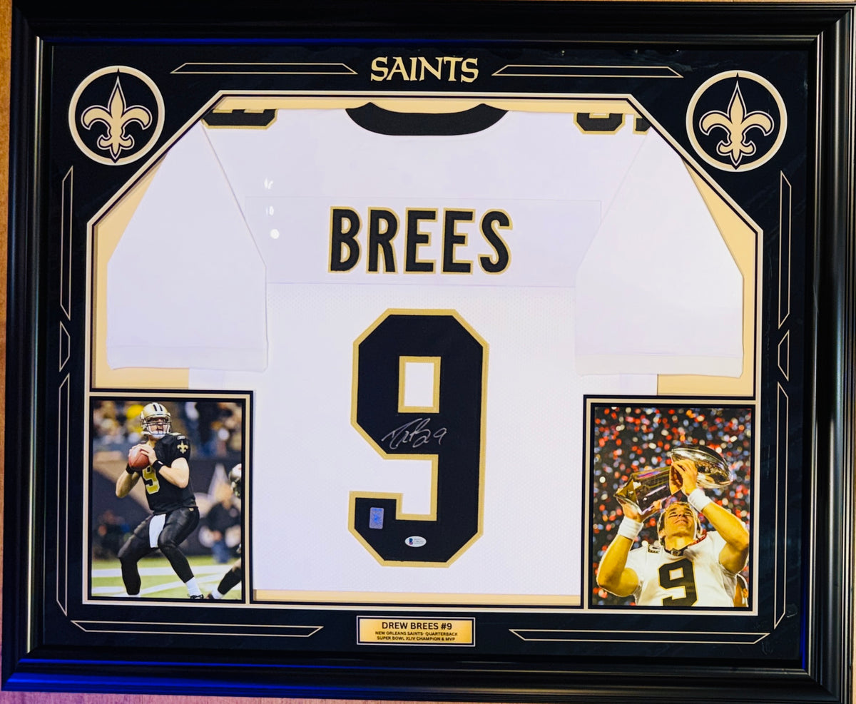Drew Brees Autographed New Orleans Saints Deluxe Framed Jersey - Beckett