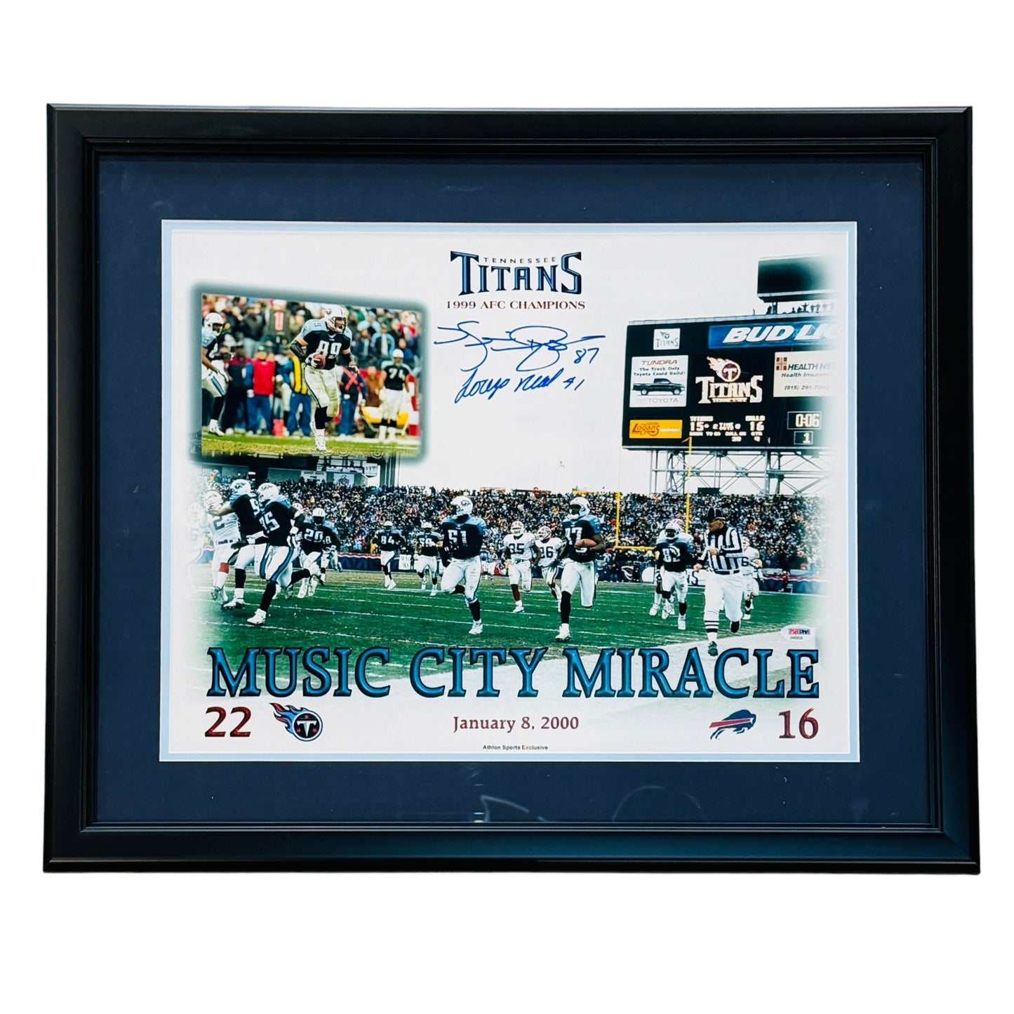 Kevin Dyson & Lorenzo Neal Tennessee Titans Autographed Framed Music City Miracle Photo - JSA