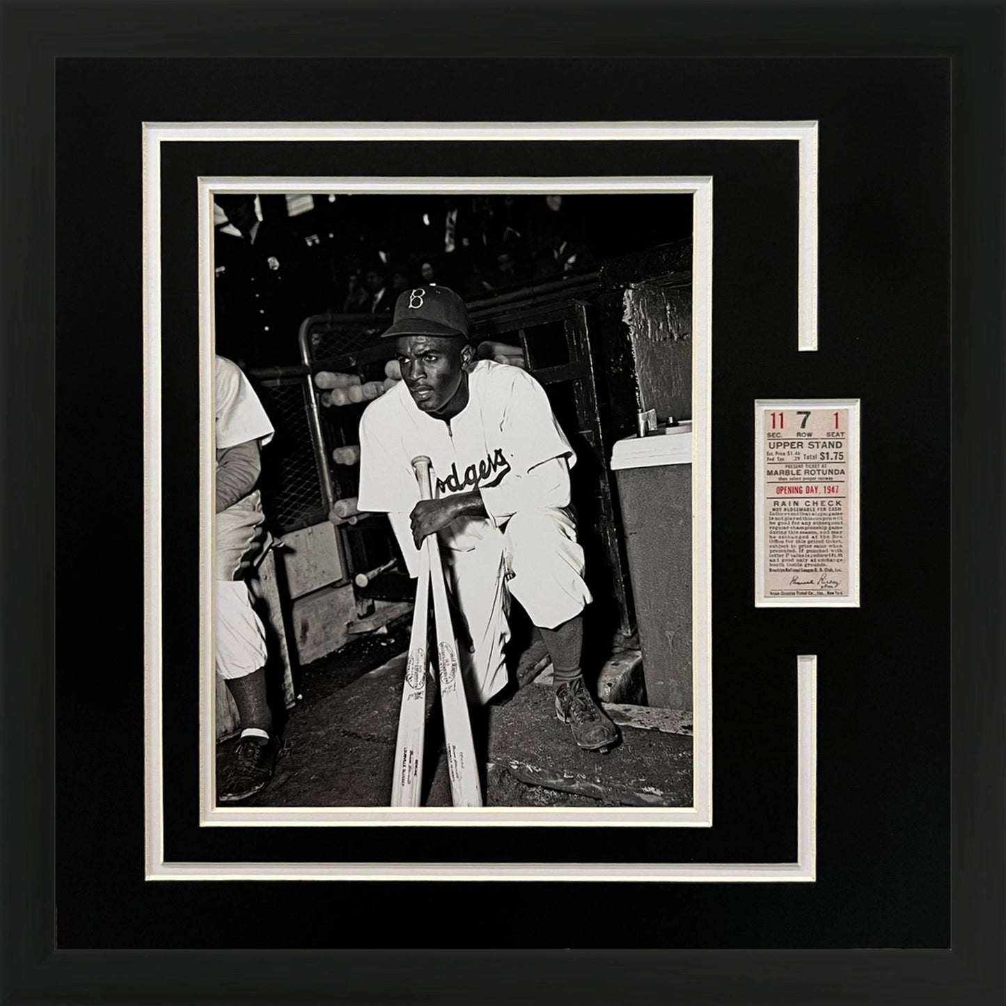 Jackie Robinson Brooklyn Dodgers 1st MLB Game 8x10 Photo Deluxe Framed with Replica Game Ticket
