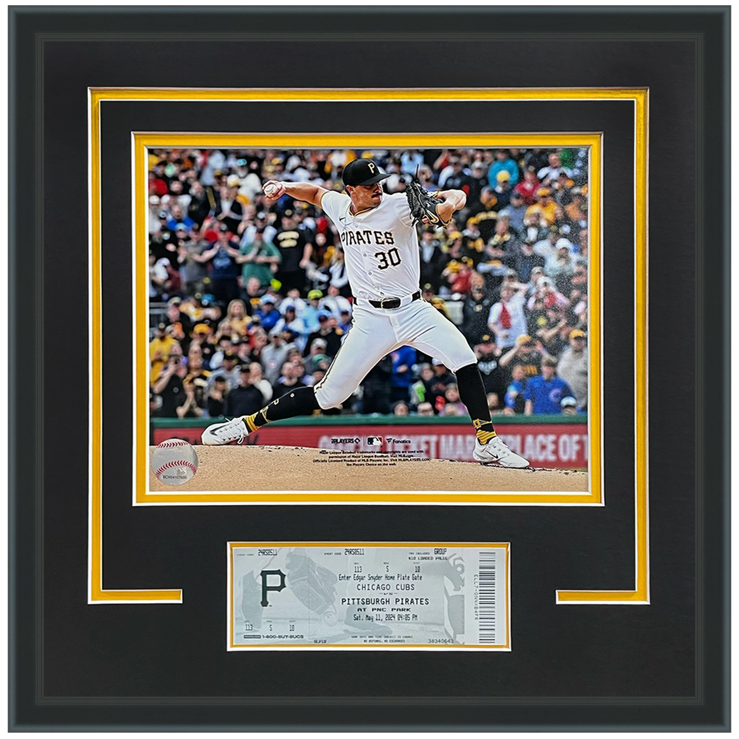 Paul Skenes Pirates 8x10 Photo Framed with Replica First Game Ticket