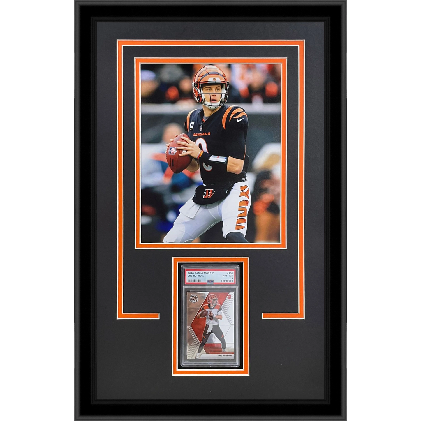 Joe Burrow Graded Rookie Card Deluxe Framed with Cincinnati Bengals 8x10 Photo