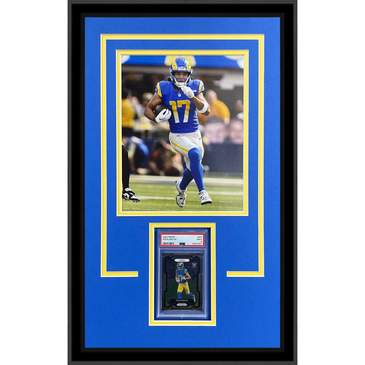 Puka Nacua Graded Rookie Card Deluxe Framed with Los Angeles Rams 8x10 Photo