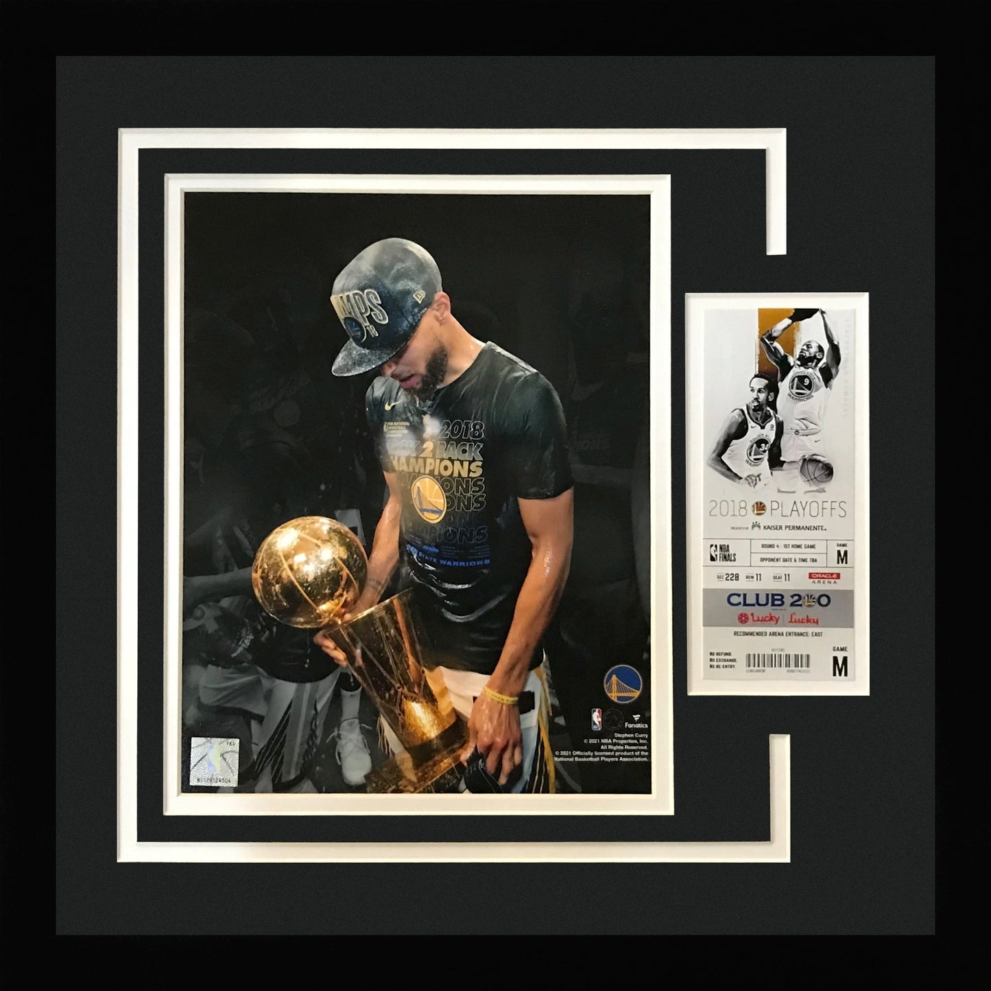 Stephen Curry 2018 NBA Finals Golden State Warriors 8x10 Photo Deluxe Framed with Replica Game Ticket
