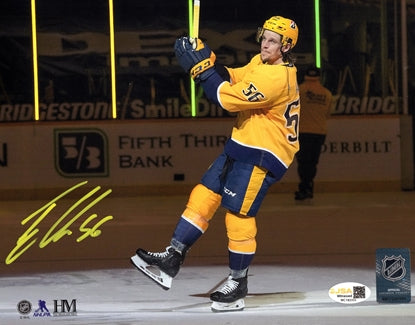 Erik Haula Autographed Nashville Predators (Gold Jersey) 8x10 Photo - JSA