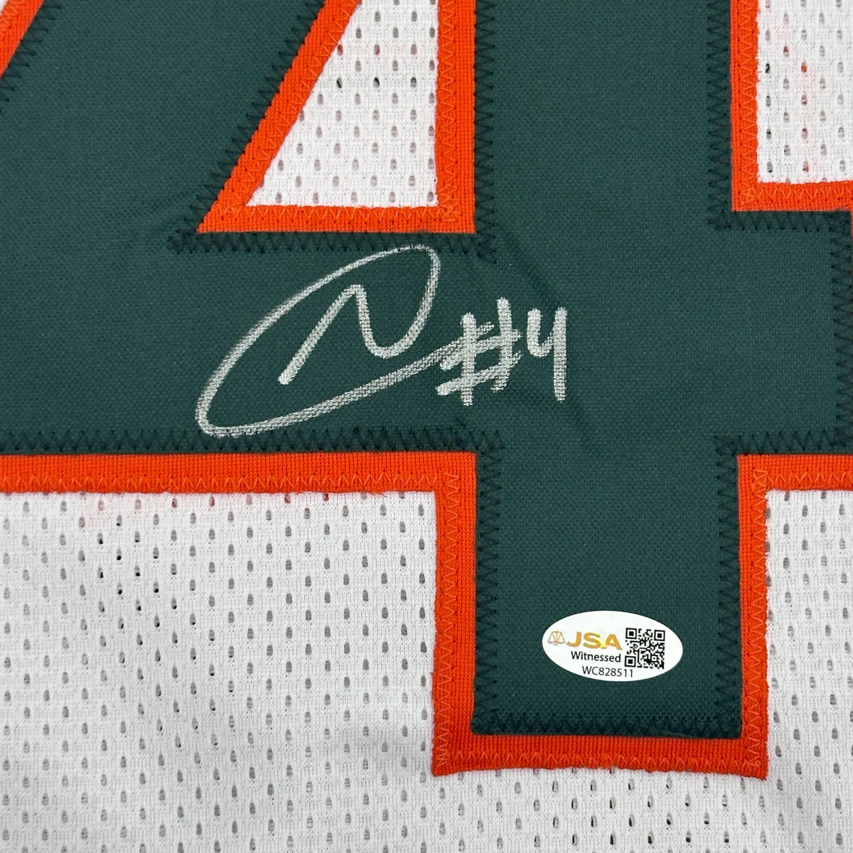 Najeh Davenport Autographed Miami Hurricanes (White #4) Custom Stitched Jersey - JSA