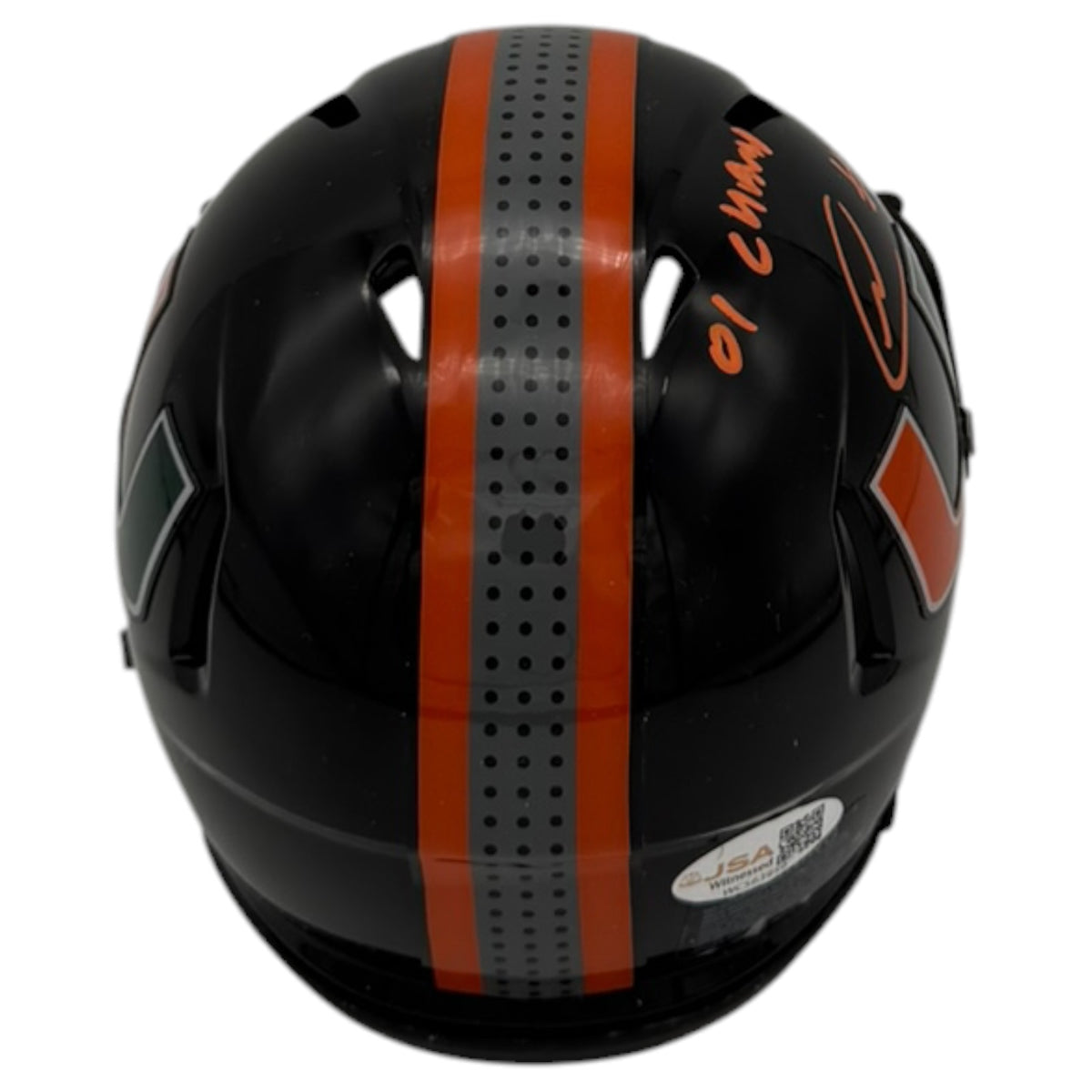 Najeh Davenport Autographed Miami Hurricanes (Black Nights Gloss) Mini Helmet - JSA