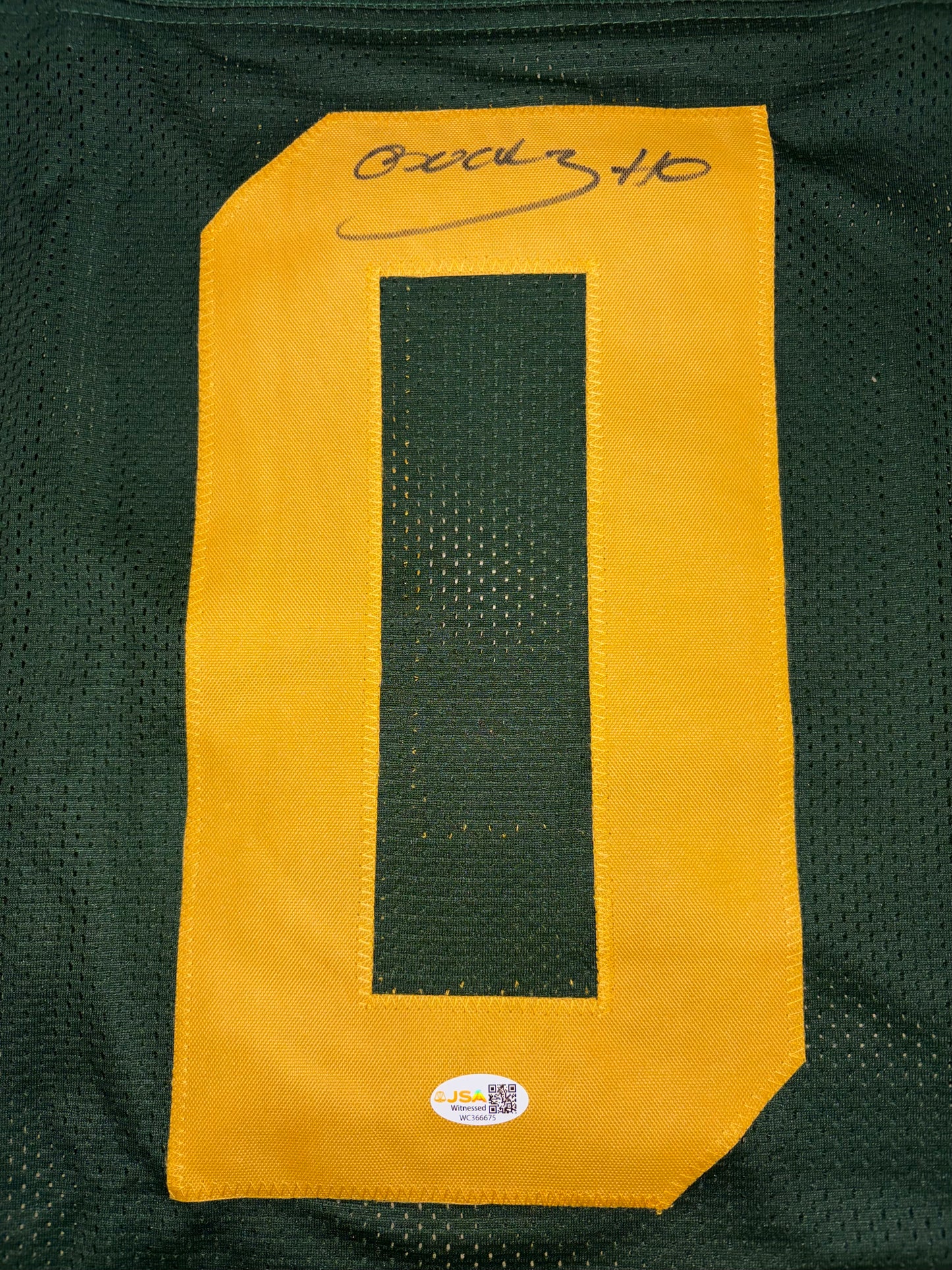 Bucky Irving Autographed Oregon (Green #0) Custom Stitched Jersey - JSA