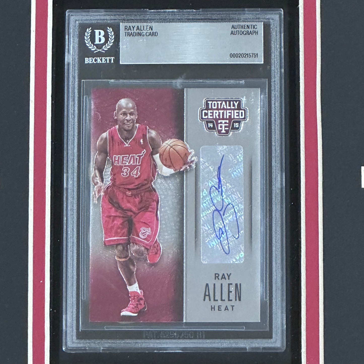 Ray Allen Autographed Miami Heat (Game-Tying Shot) Signature Series Card Frame - Beckett