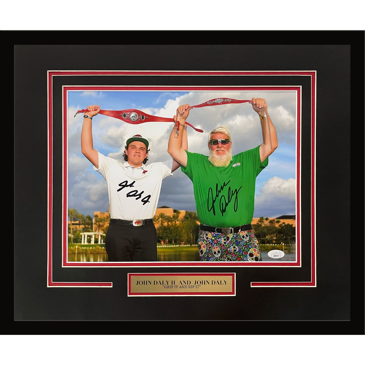 John Daly And John Daly II Autographed Golf (PNC Championship) Deluxe Framed 11x14 Photo - JSA