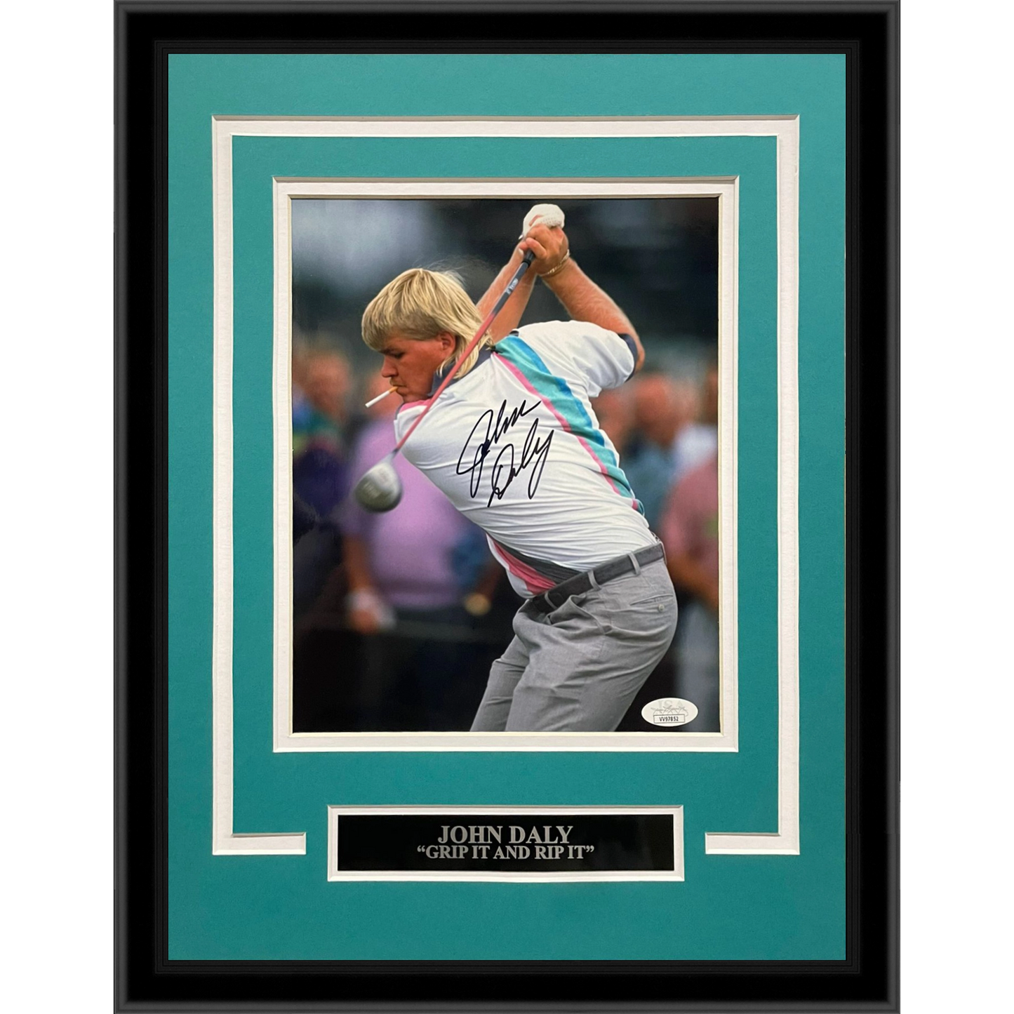 John Daly Autographed Golf (Smoking Cigarette) Deluxe Framed 8x10 Photo - JSA