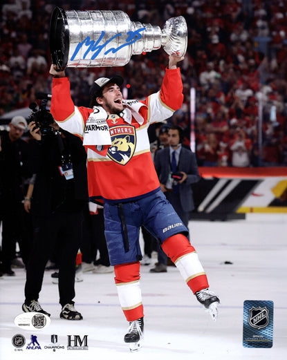 Mackie Samoskevich Autographed Florida Panthers (2025 Stanley Cup Trophy) 8x10 Photo - JSA