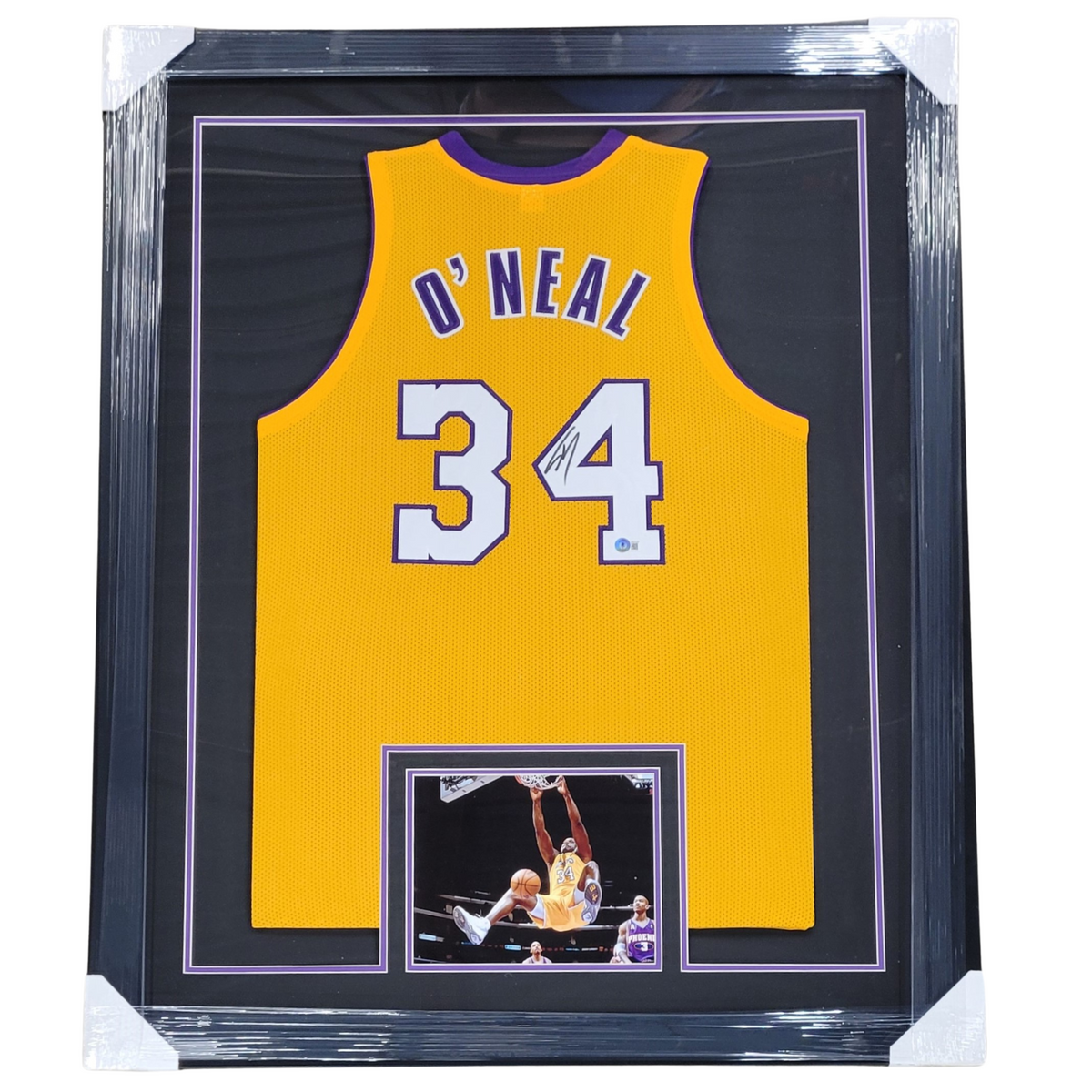 Shaquille O'Neal Signed & Professionally Framed Custom Yellow Basketball Jersey