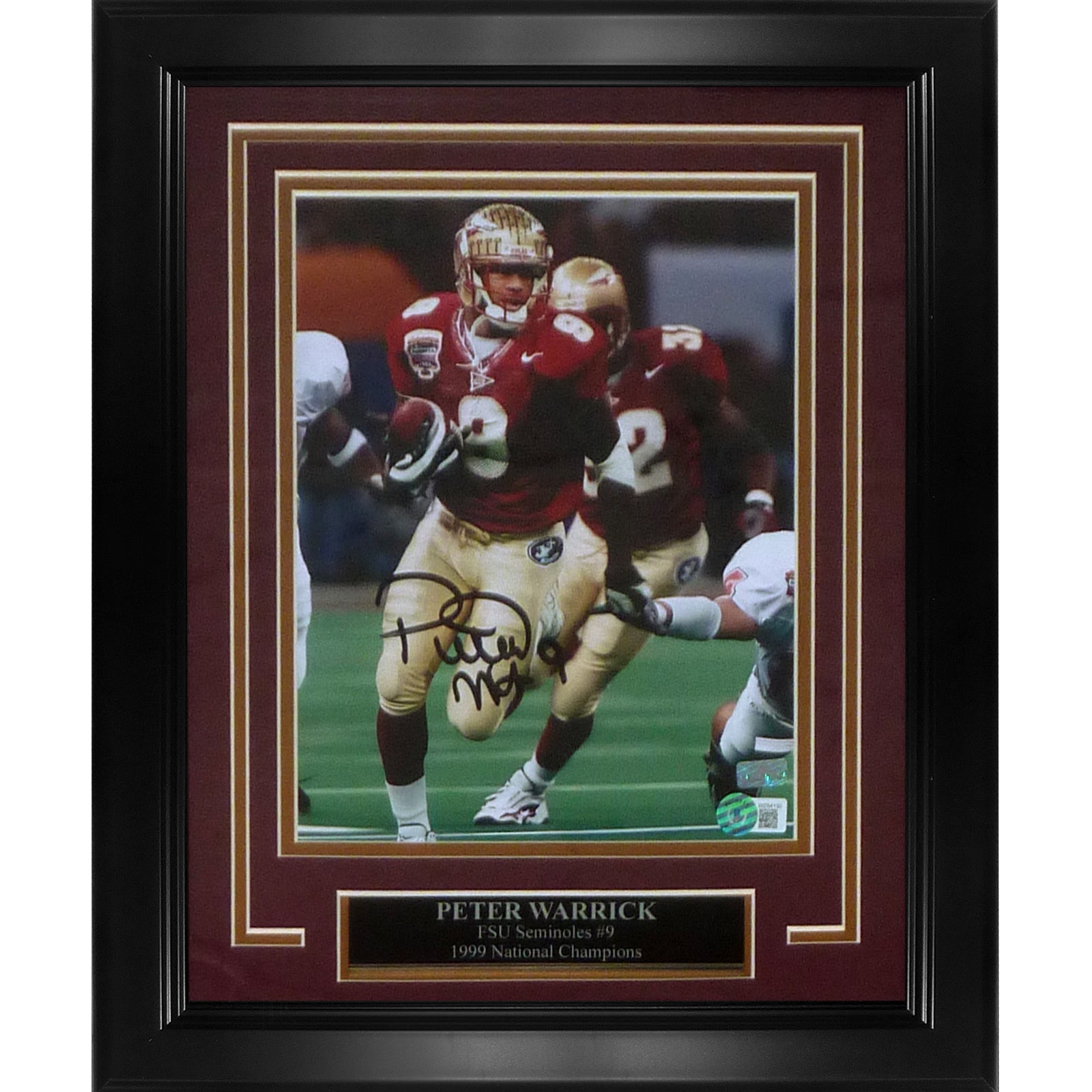 Peter Warrick Autographed Florida State FSU Seminoles Deluxe Framed 8x10 Photo - Beckett