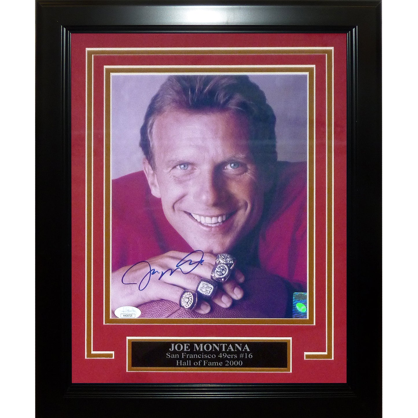 Joe Montana Autographed San Francisco 49ers (Rings) Deluxe Framed 8x10 Photo - Montana Holo