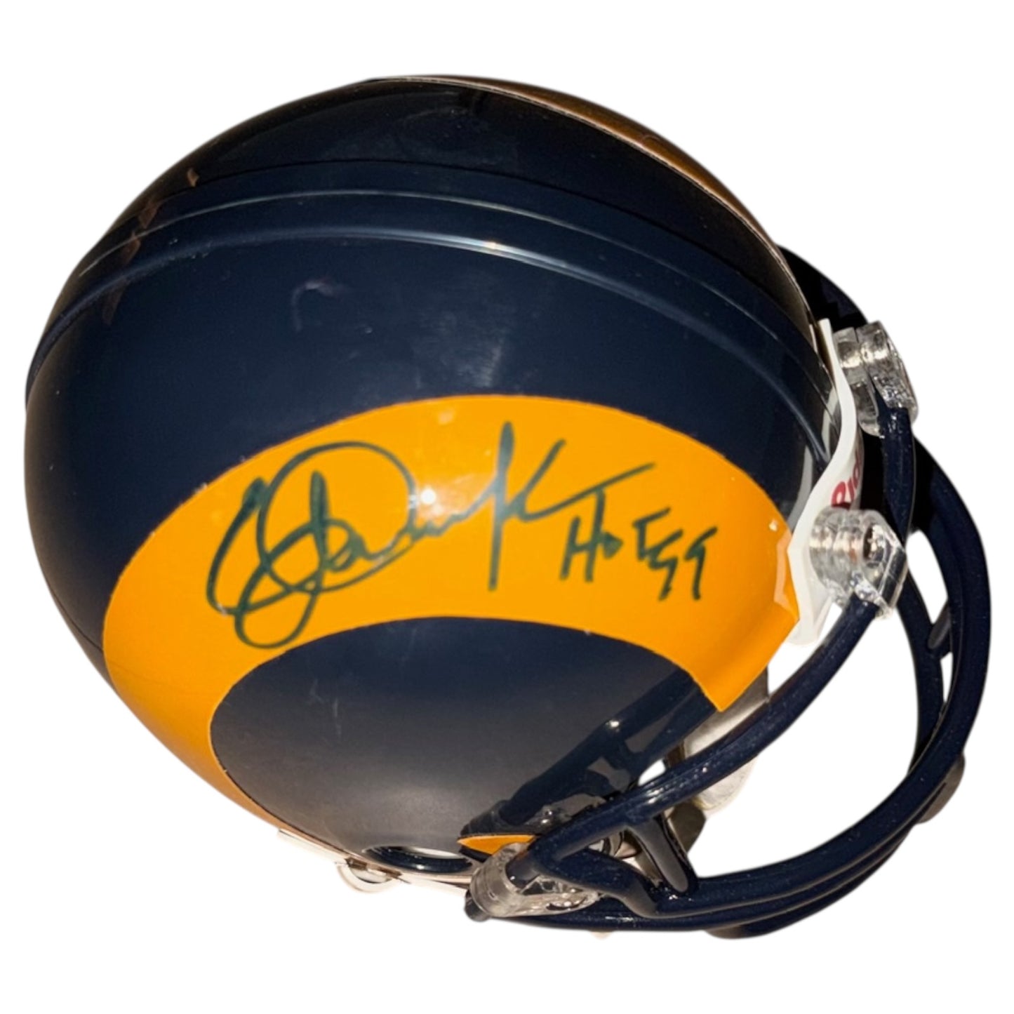 Eric Dickerson Autographed Los Angeles Rams (Throwback Yellow) Mini Helmet w/ "HOF 99"