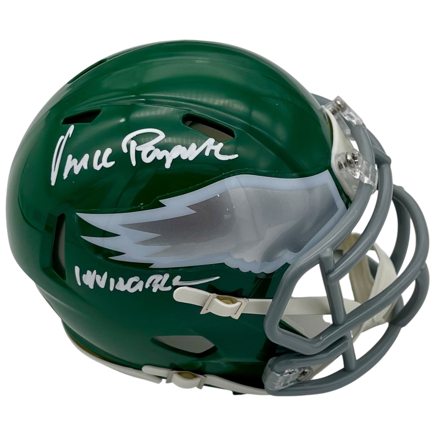 Vince Papale Autographed Philadelphia Eagles Throwback Mini Helmet w/ "Invincible"
