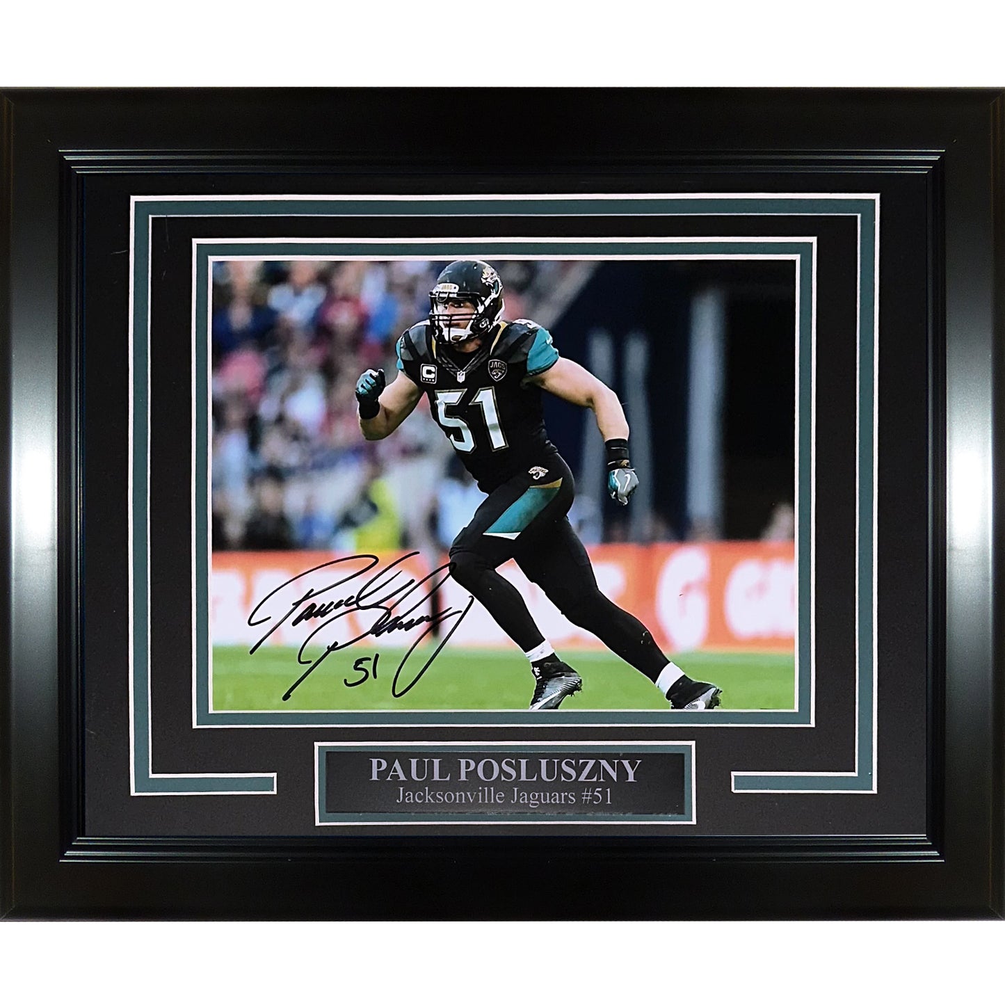 Paul Posluszny Autographed Jacksonville Jaguars Deluxe Framed 8x10 Photo