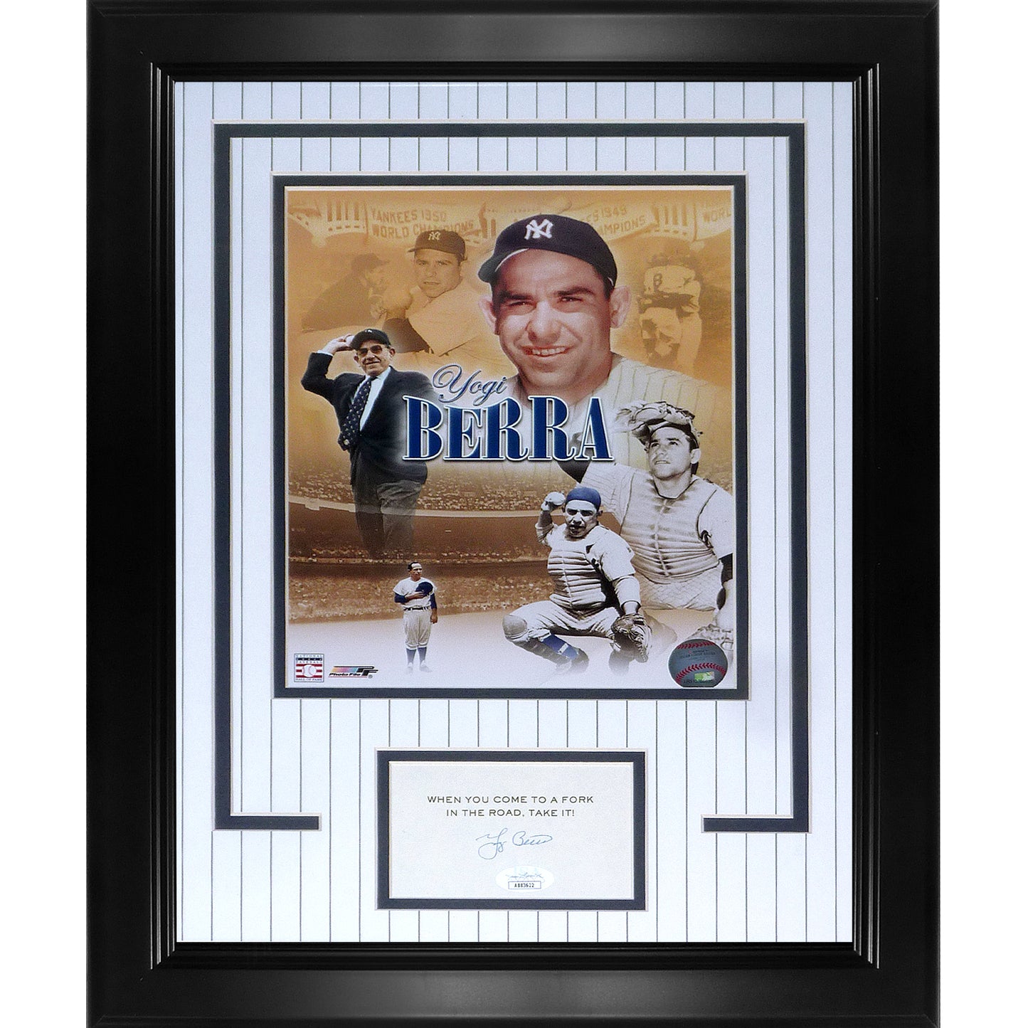 Yogi Berra Autographed New York Yankees "Signature Series" Frame - JSA