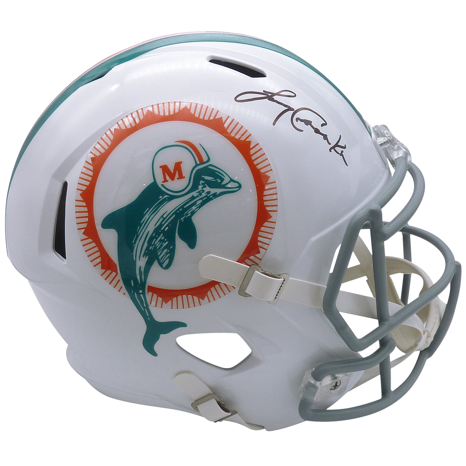 Larry Csonka Autographed Miami Dolphins Throwback Deluxe Full-Size Replica Helmet - JSA