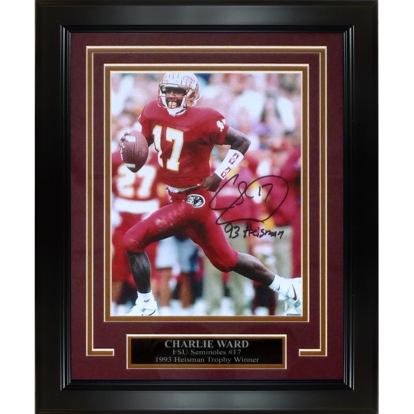 Charlie Ward Autographed FSU Florida State Seminoles Deluxe Framed 8x10 Photo