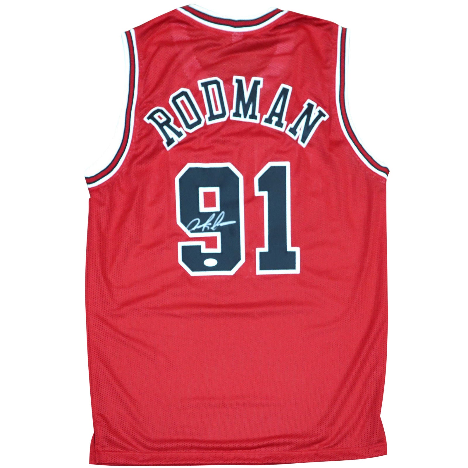 Dennis Rodman Autographed Chicago Bulls (Red #91) Custom Jersey