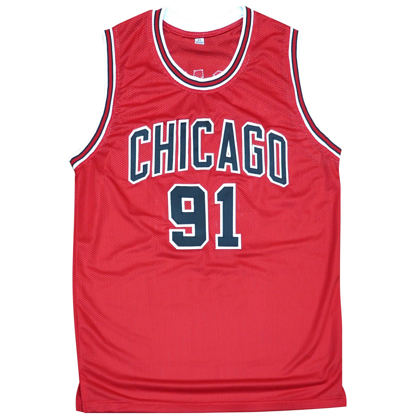 Dennis Rodman Autographed Chicago Bulls (Red #91) Custom Jersey - JSA