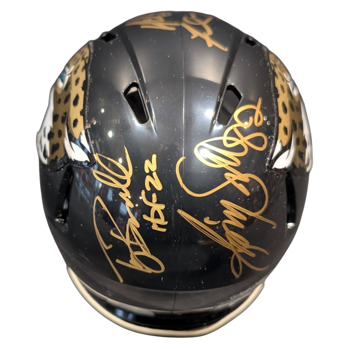 Pride of the Jaguars - Tony Boselli , Mark Brunell, Jimmy Smith And Fred Taylor Autographed Jacksonville Jaguars Mini Helmet - JSA
