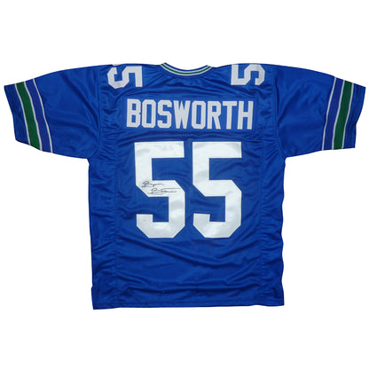 Brian Bosworth "The Boz" Autographed Seattle (Blue #55) Custom Jersey - JSA