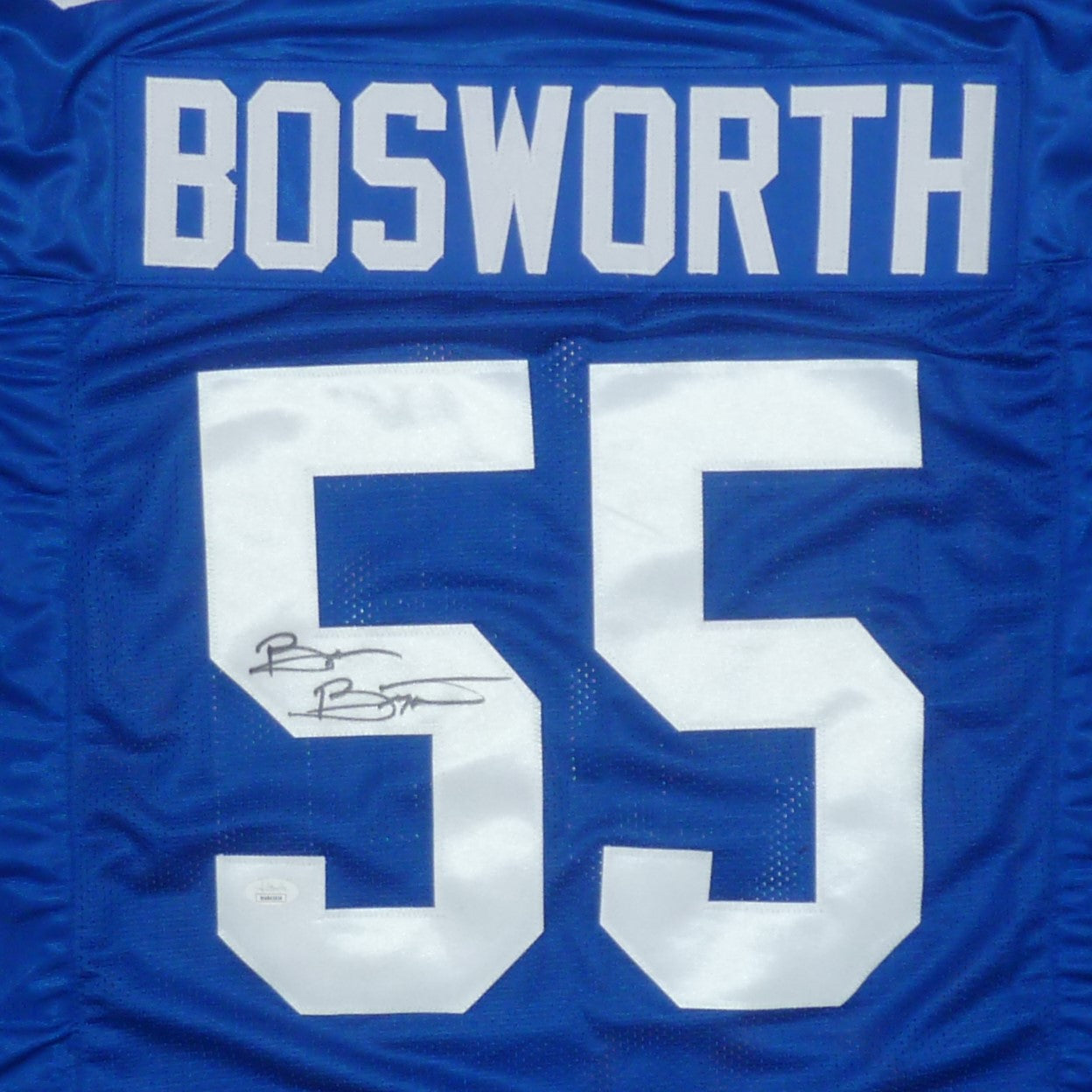 Brian Bosworth "The Boz" Autographed Seattle (Blue #55) Custom Jersey - JSA