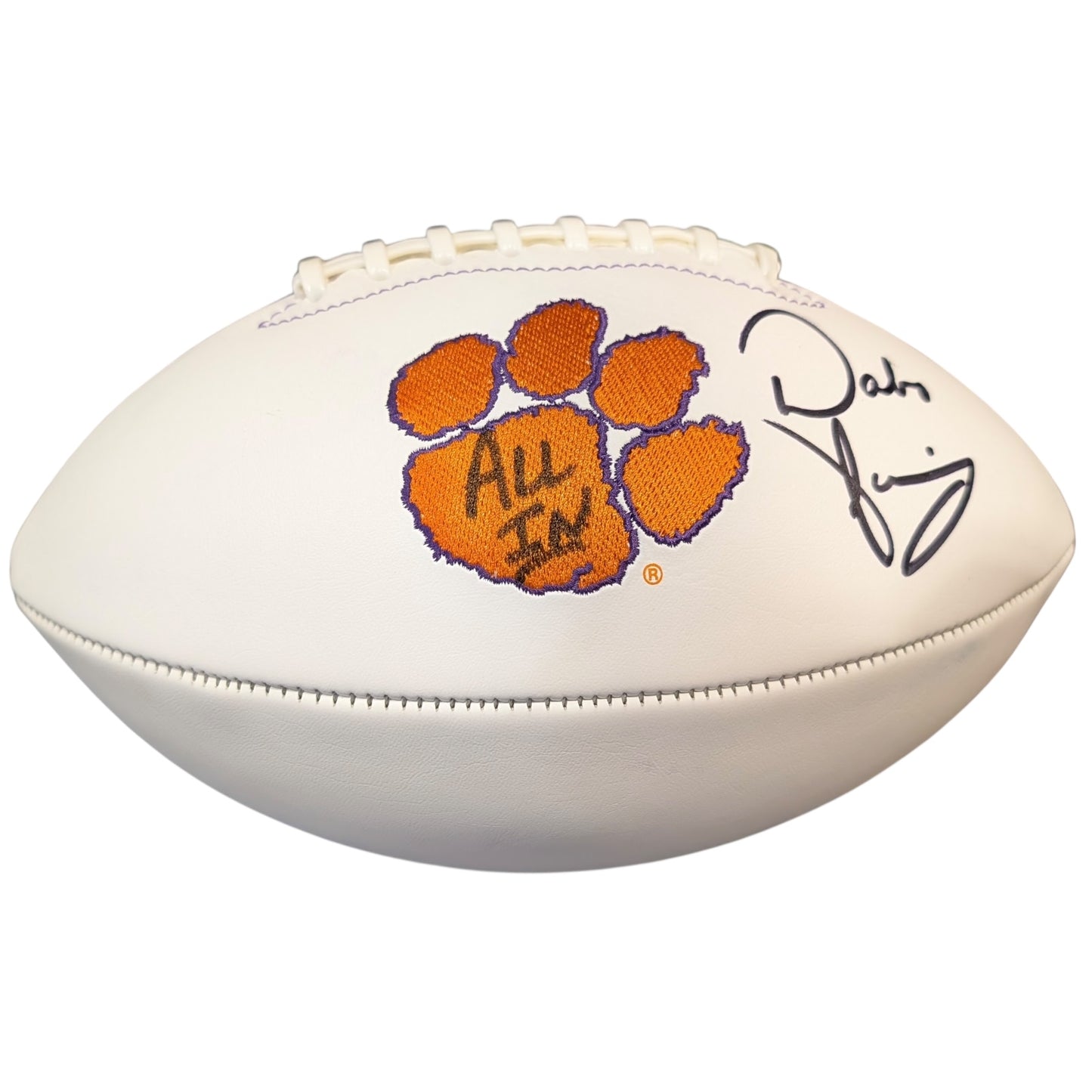 Dabo Swinney Autographed Clemson Tigers Logo Football w/ "All In" - JSA