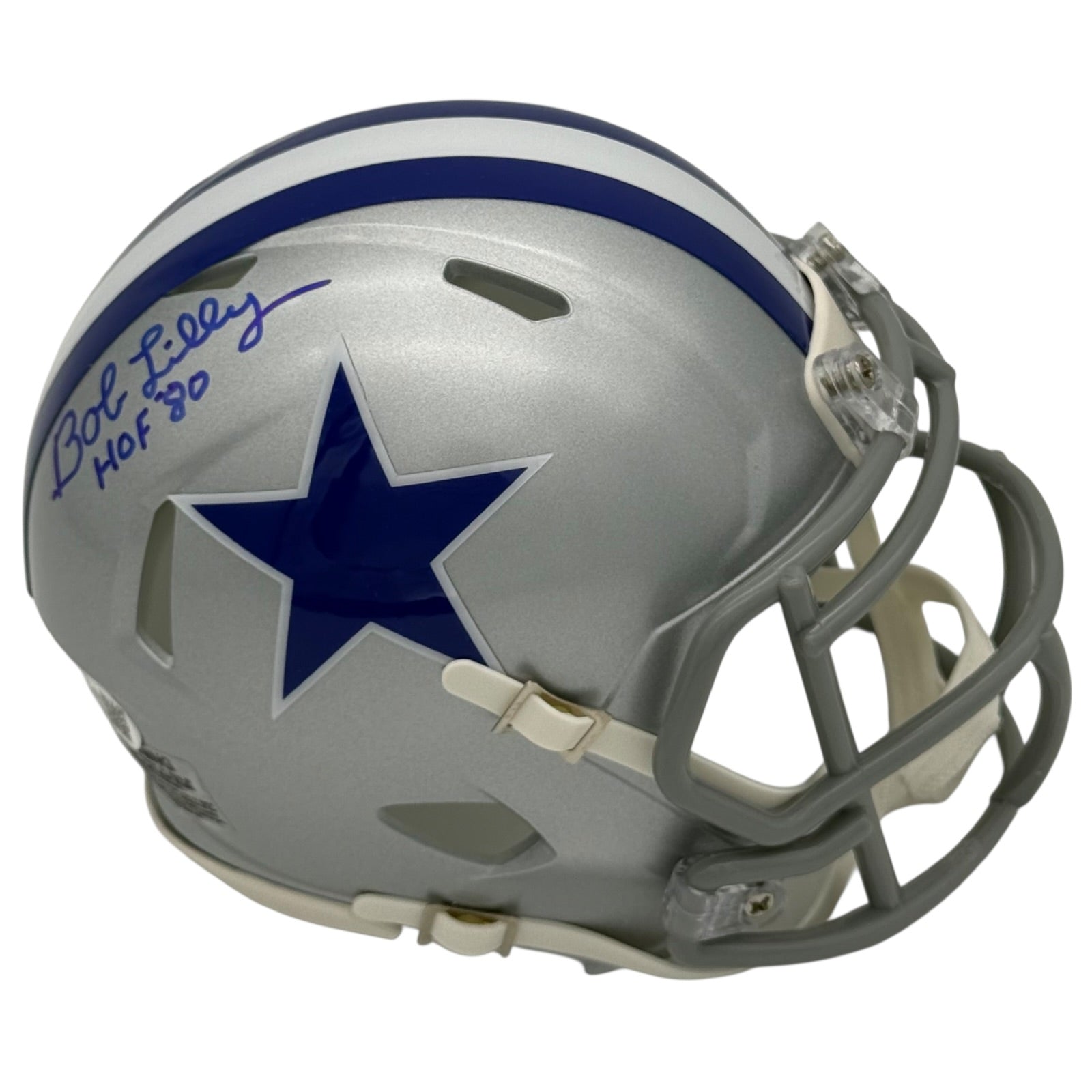 Bob Lilly Autographed Signed Dallas Cowboys (Throwback) Mini Helmet With HOF 80 