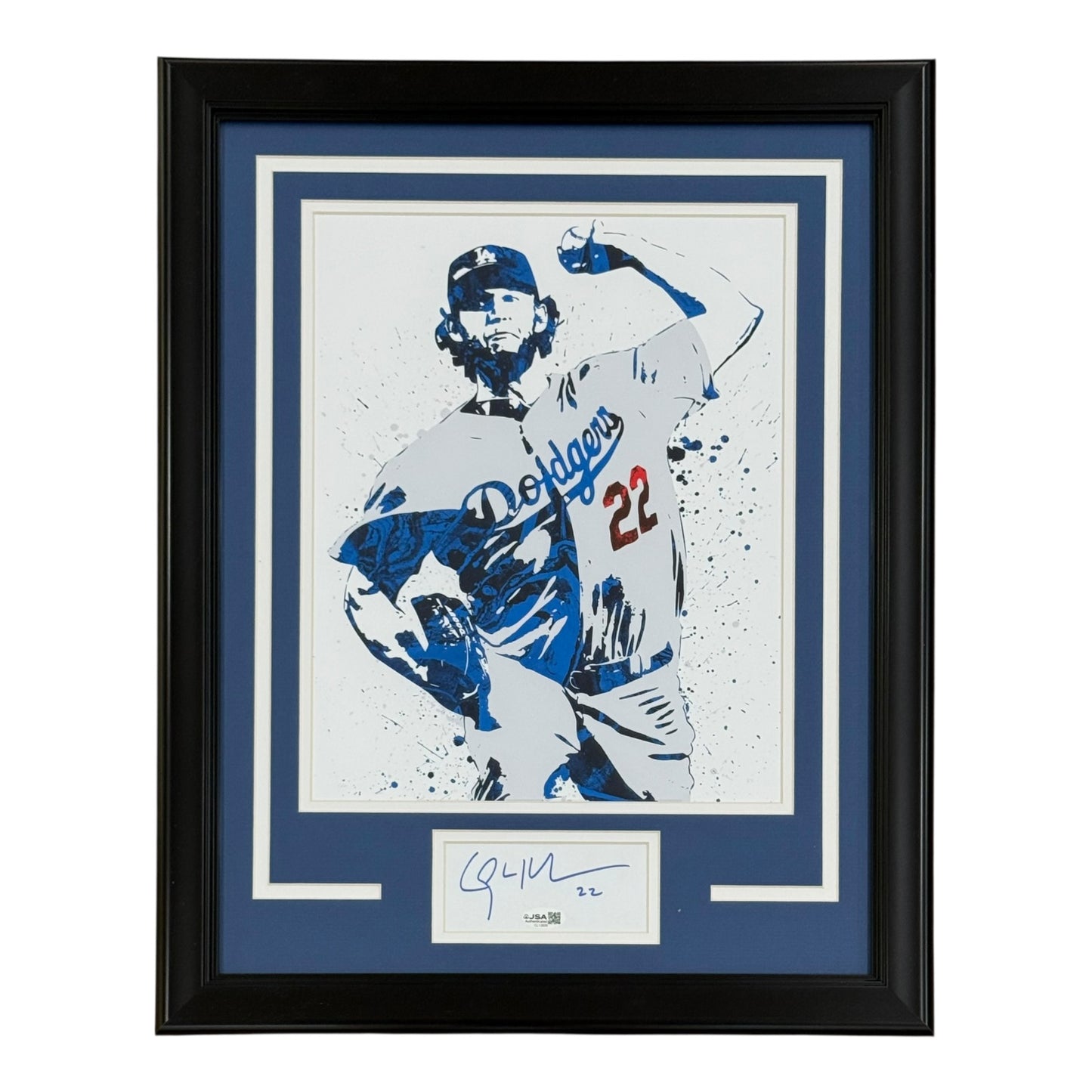 Clayton Kershaw Deluxe Framed Los Angeles Dodgers 11x14 Art Print with Signature - JSA
