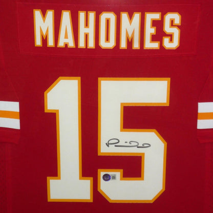 Patrick Mahomes Autographed Kansas City Chiefs (Red #15 NIKE) Deluxe Framed Jersey - JSA