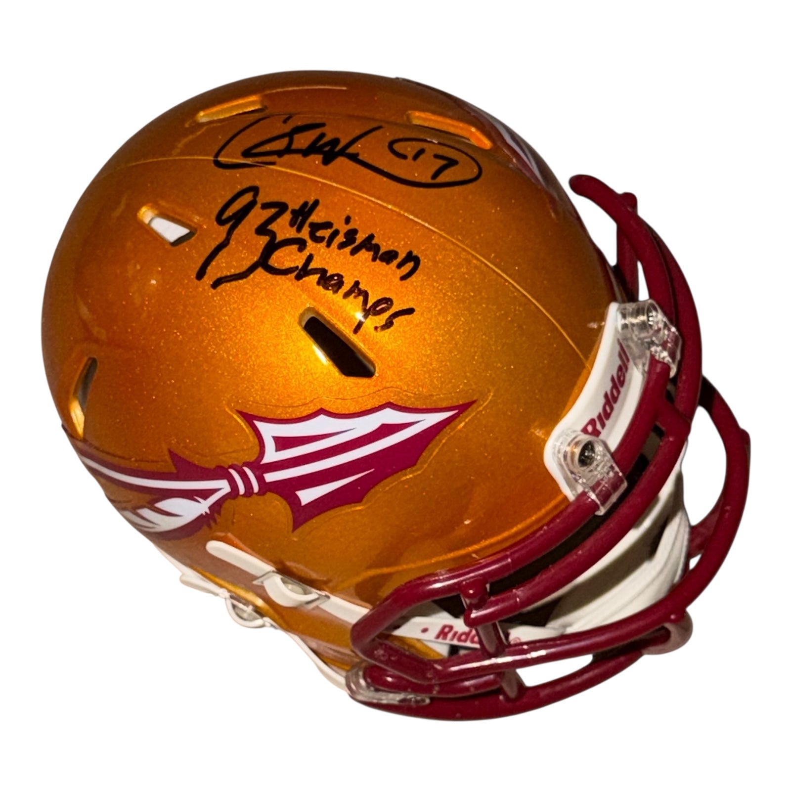 florida state seminoles football helmet Charlie Ward Autographed Florida State FSU Seminoles (FLASH Alternate) Mini Helmet w/ 93 Heisman