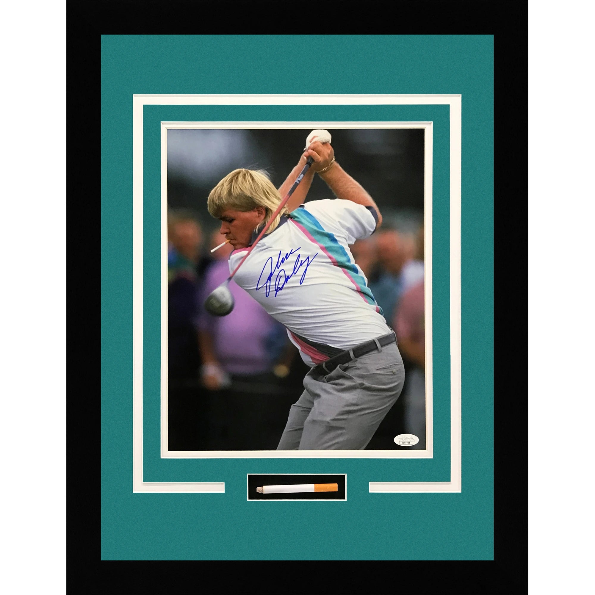 John Daly Autographed Golf (Smoking) 11×14 Photo Deluxe Framed Shadowbox with Cigarette - JSA