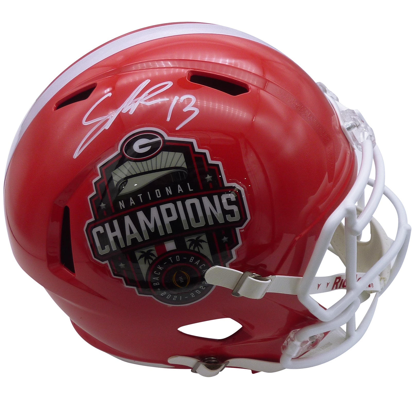 Stetson Bennett Autographed Georgia Bulldogs ( National Champs Logo) Deluxe Full-Size Replica Helmet - Beckett