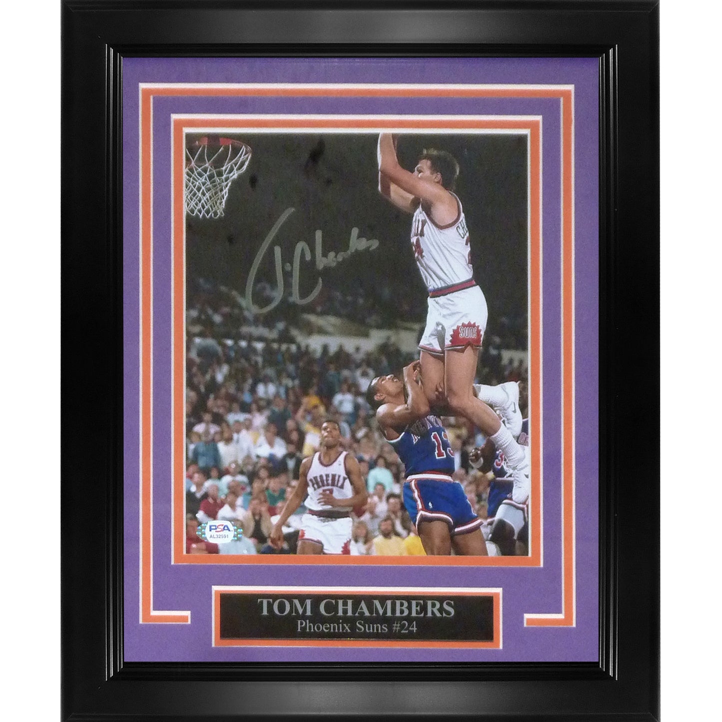 Tom Chambers Autographed Phoenix Suns Framed 8x10 Photo - JSA