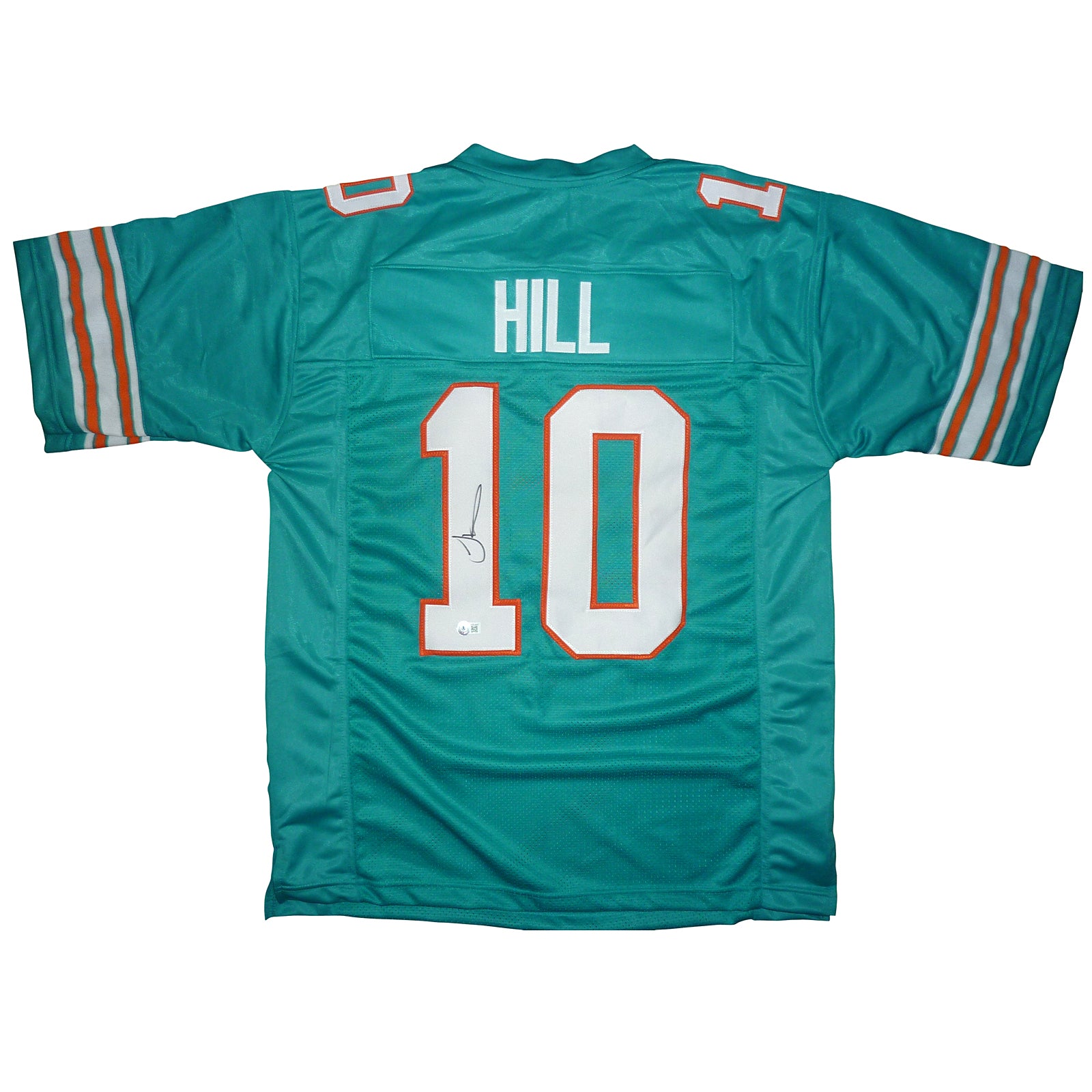 Tyreek Hill Autographed Miami Teal Throwback 10 Custom Jersey Bec tyreek-hill-autographed-miami-teal-throwback-10-custom-jersey-bec