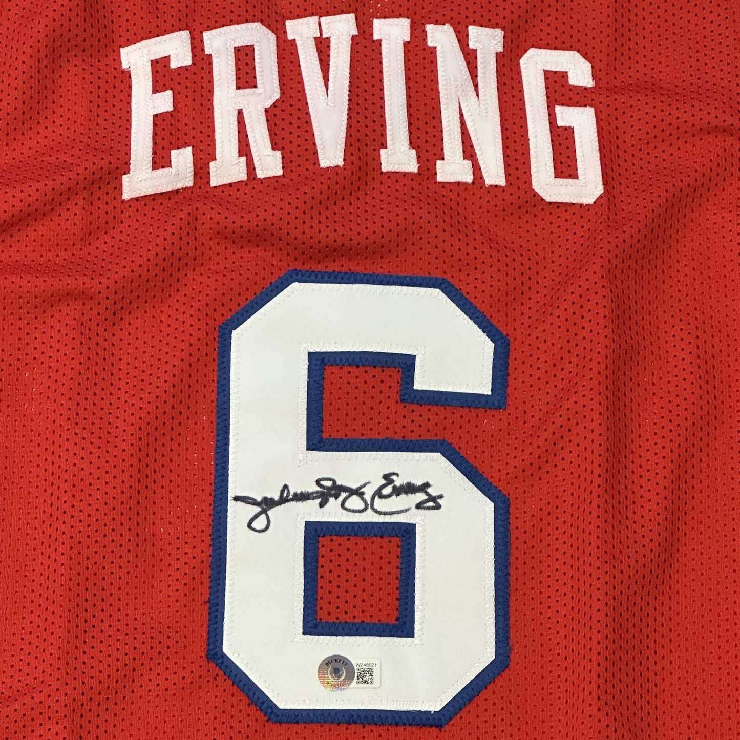 Julius Dr J. Erving Autographed Philadelphia (Red #6) Custom Basketball Jersey - Beckett Witness