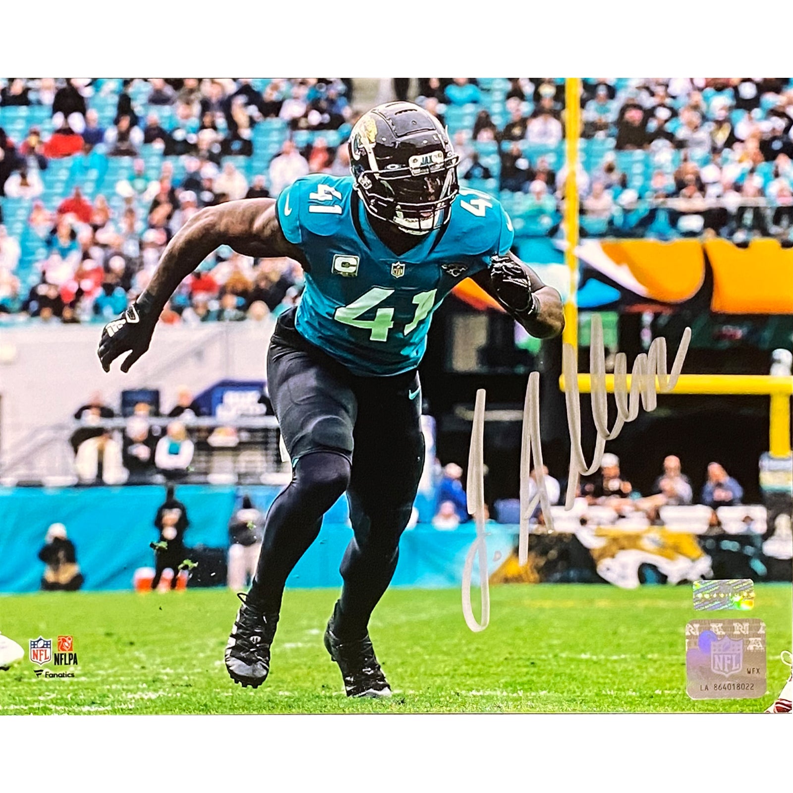Josh Allen Autographed Jacksonville Jaguars (Horiz Action) 8x10 Photo