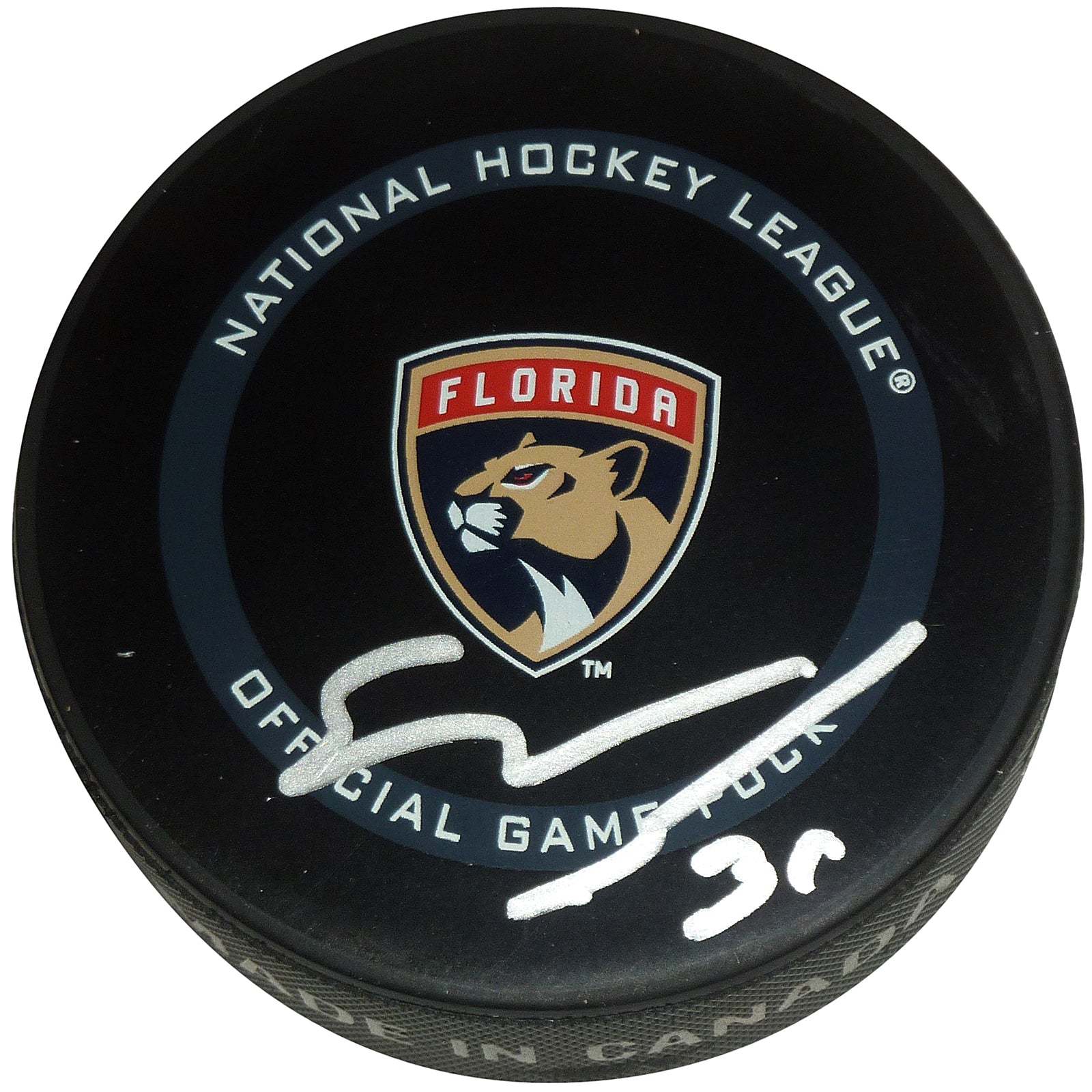 Spencer Knight Autographed Florida Panthers Official Game Hockey Puck in Cube - Fanatics