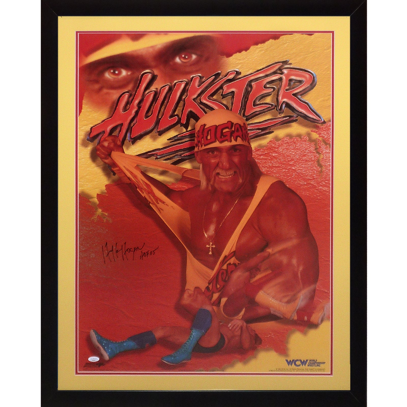 Hulk Hogan Autographed WCW Wrestling Deluxe Framed Officially Licensed Hulkster Poster - JSA
