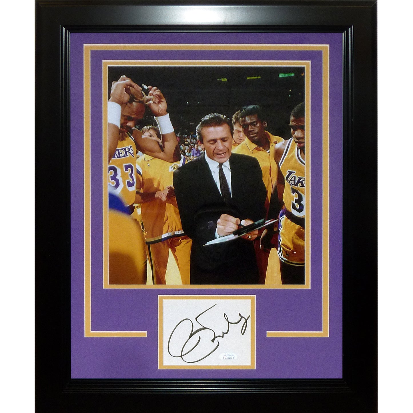 Pat Riley Autographed Los Angeles Lakers Deluxe Framed Piece with 11x14 Photo - JSA