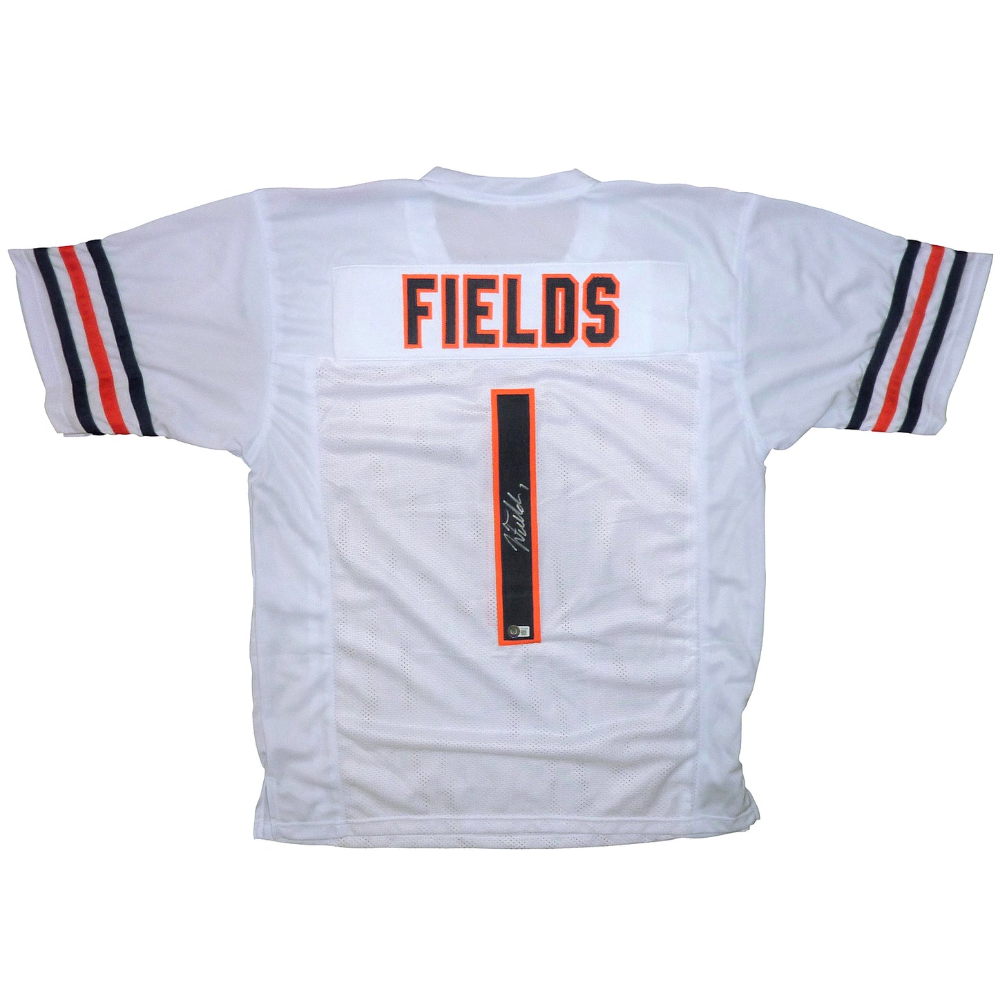 Justin Fields Autographed Chicago (White #1) Custom Jersey - Beckett