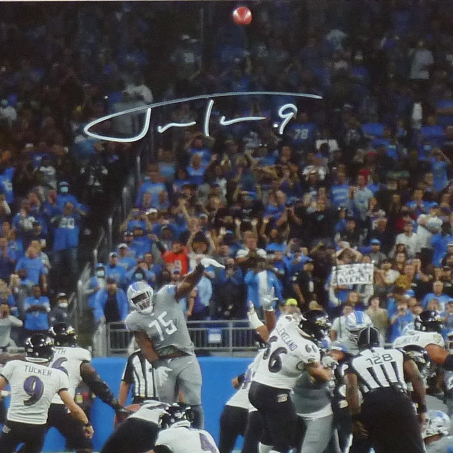 Justin Tucker Autographed Baltimore Ravens (66 Yard FG) Deluxe Framed 16x20 Photo - JSA