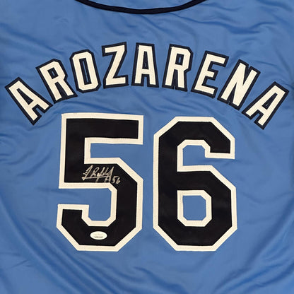 Randy Arozarena Autographed Tampa Bay (Light Blue #56) Custom Jersey - JSA