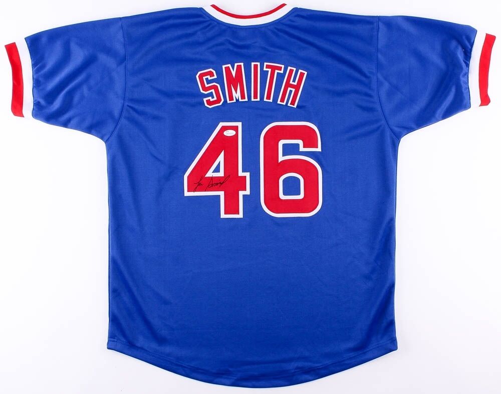 Lee Smith Autographed Chicago (Blue #46) Custom Jersey - BAS